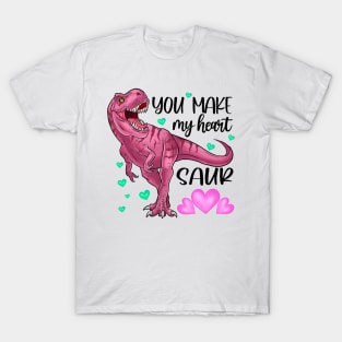 You Make My Heart Dinosaur Valentien Day T-Shirt